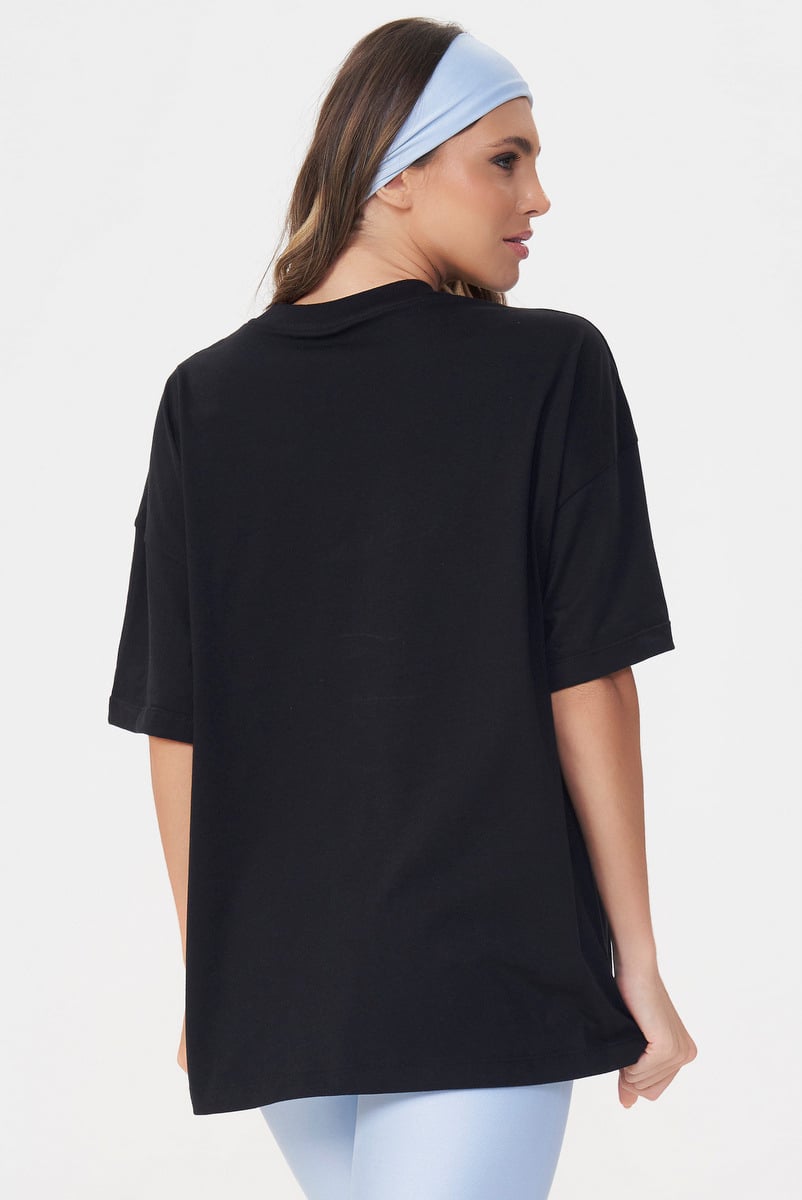 Lets Gym - Camiseta Oversized Never Give Up Preto - 2696PT Lets Gym - Camiseta Oversized Never Give Up Preto - 2696PT