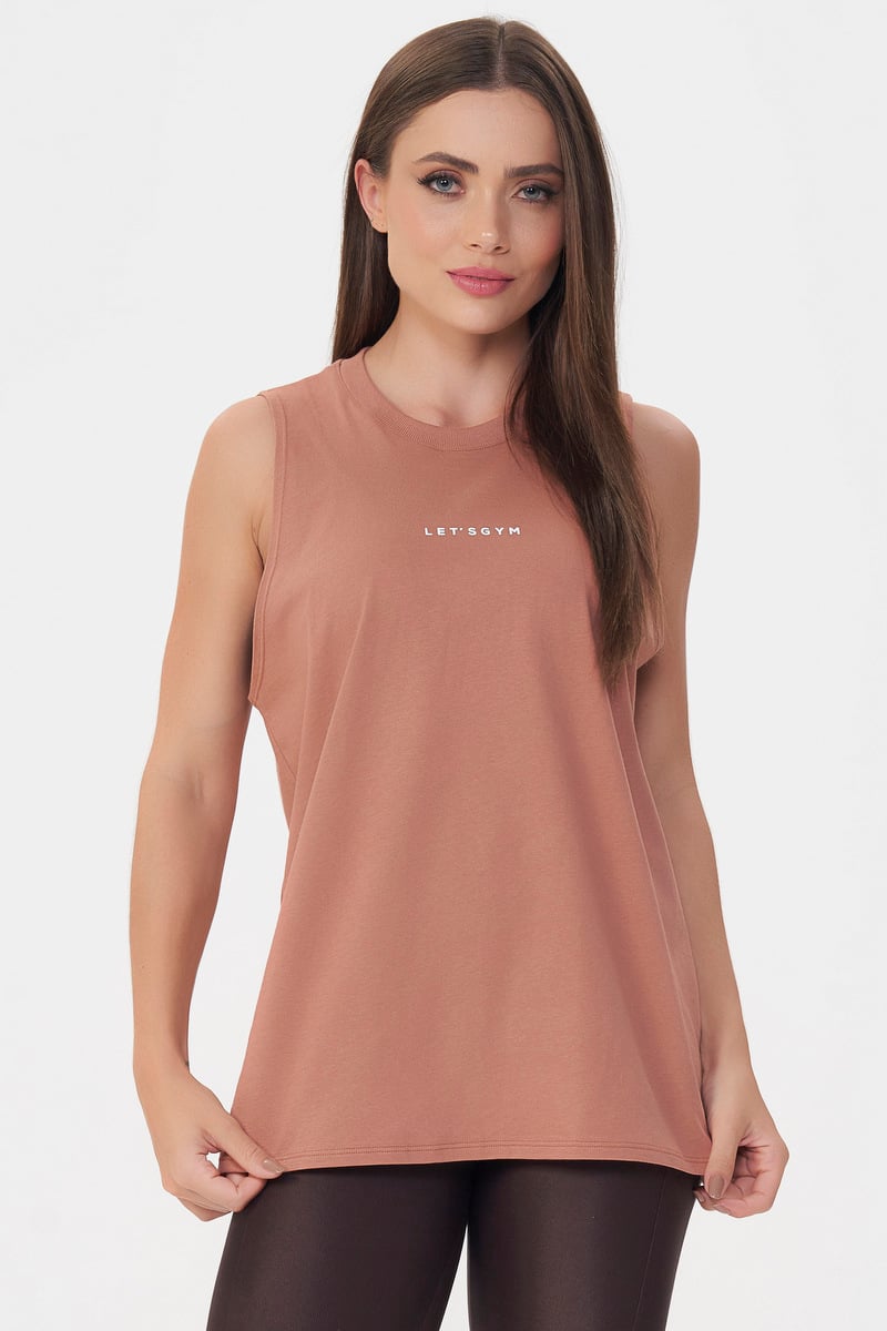 Lets Gym - Tank Shirt Soft Basic Mocha Mousse - 2848MM