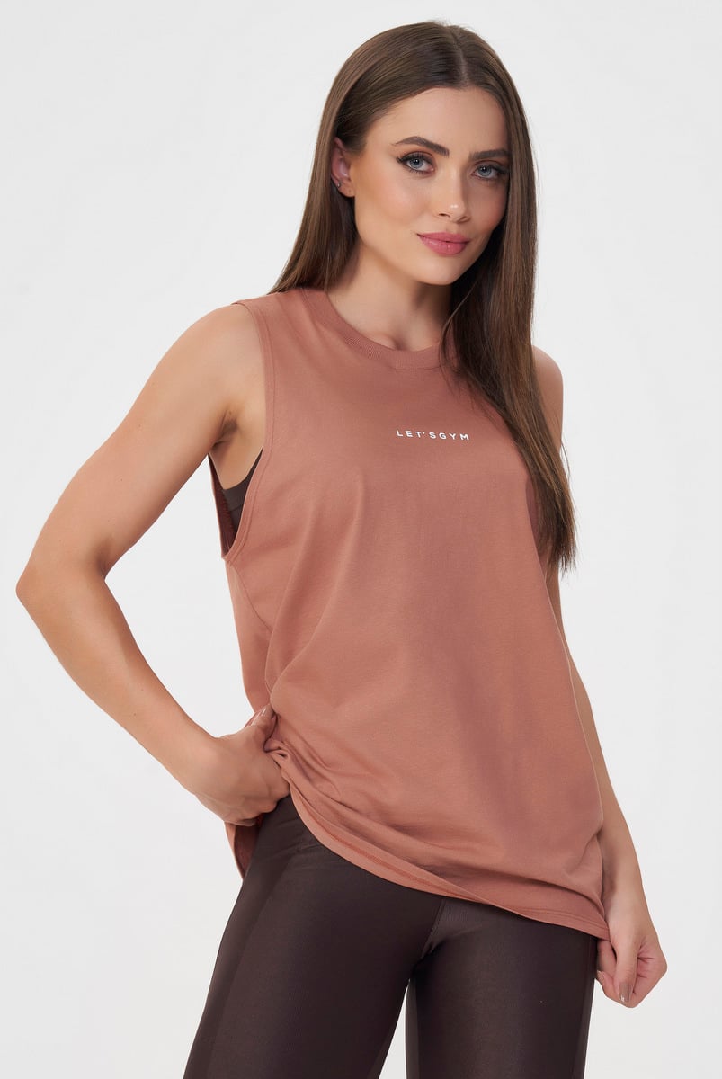 Lets Gym - Tank Shirt Soft Basic Mocha Mousse - 2848MM