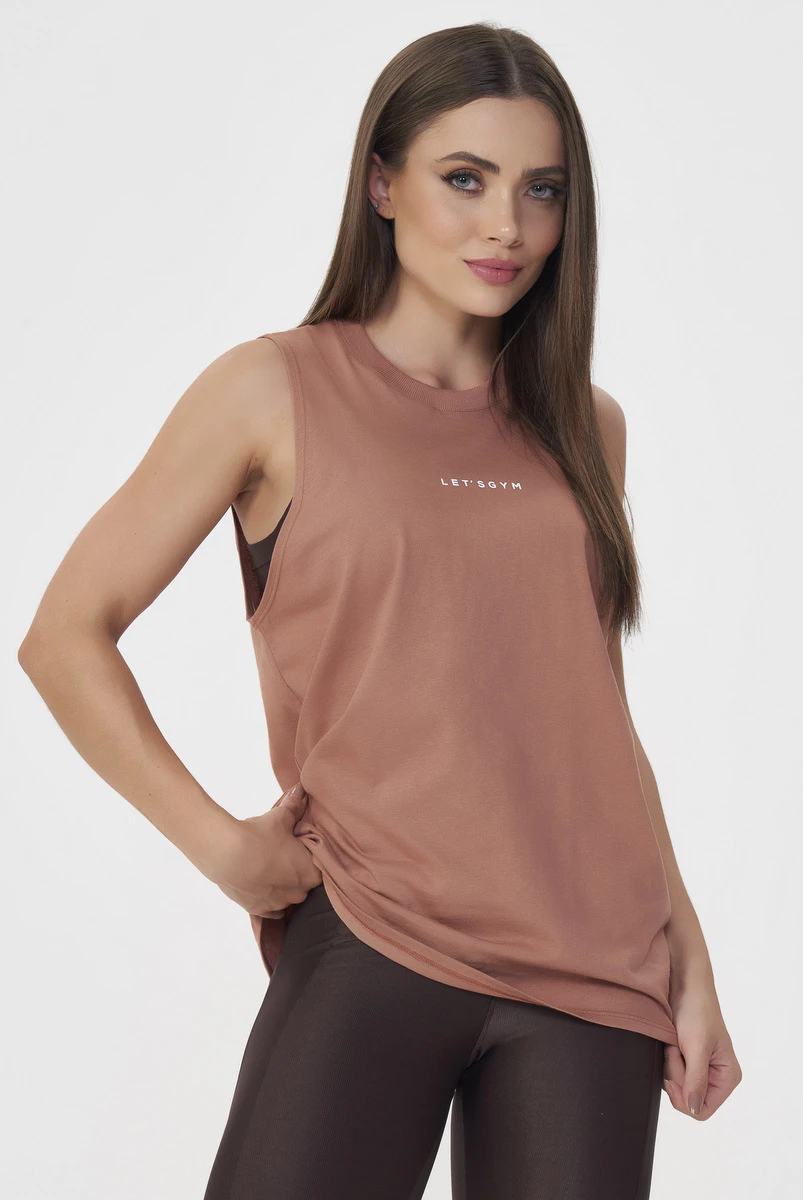 Lets Gym - Tank Shirt Soft Basic Mocha Mousse - 2848MM