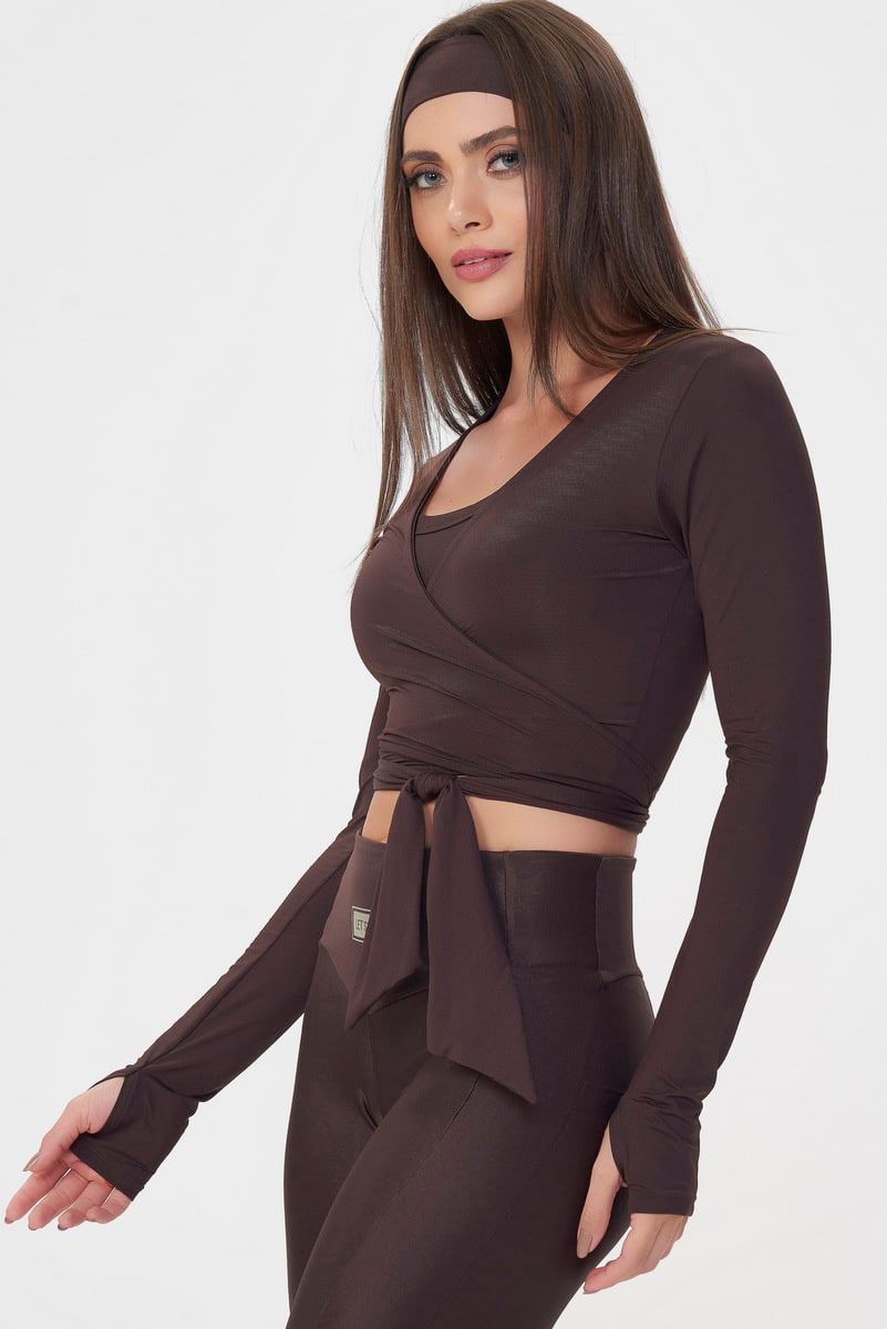 Lets Gym - Cropped Transpassado Equilibrium Coffee - 2886CF Lets Gym - Cropped Transpassado Equilibrium Coffee - 2886CF