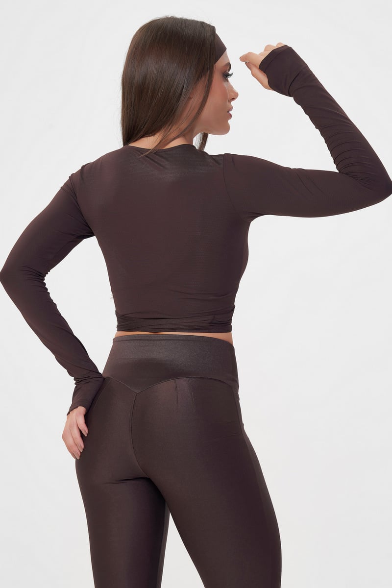 Lets Gym - Cropped Transpassado Equilibrium Coffee - 2886CF Lets Gym - Cropped Transpassado Equilibrium Coffee - 2886CF