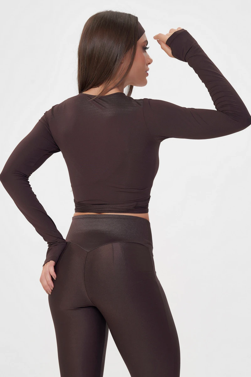 Lets Gym - Equilibrium Coffee Cropped Top - 2886CF