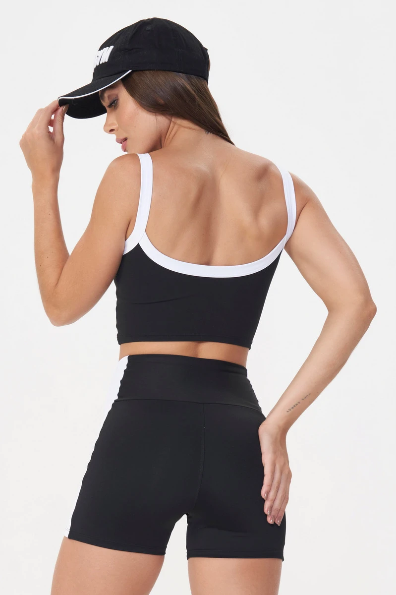 Lets Gym - Black Tunning Crop Top - 2892PT