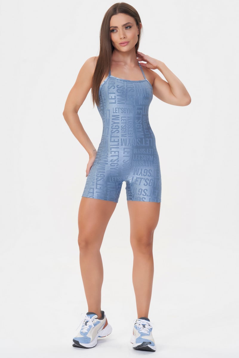 Lets Gym - Macaquinho Velvet Name Azul Vintage - 2897AZ