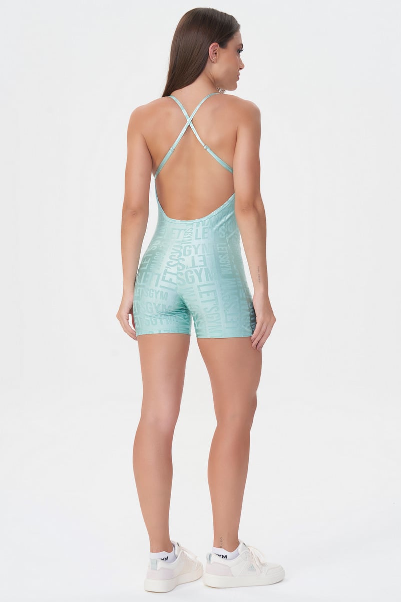 Lets Gym - Vintage Green Velvet Name Romper - 2897VDV Lets Gym - Vintage Green Velvet Name Romper - 2897VDV