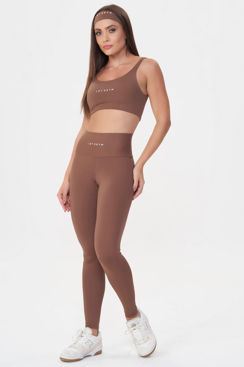 Lets Gym - Basic Colors Brown Leggings - 2907MR