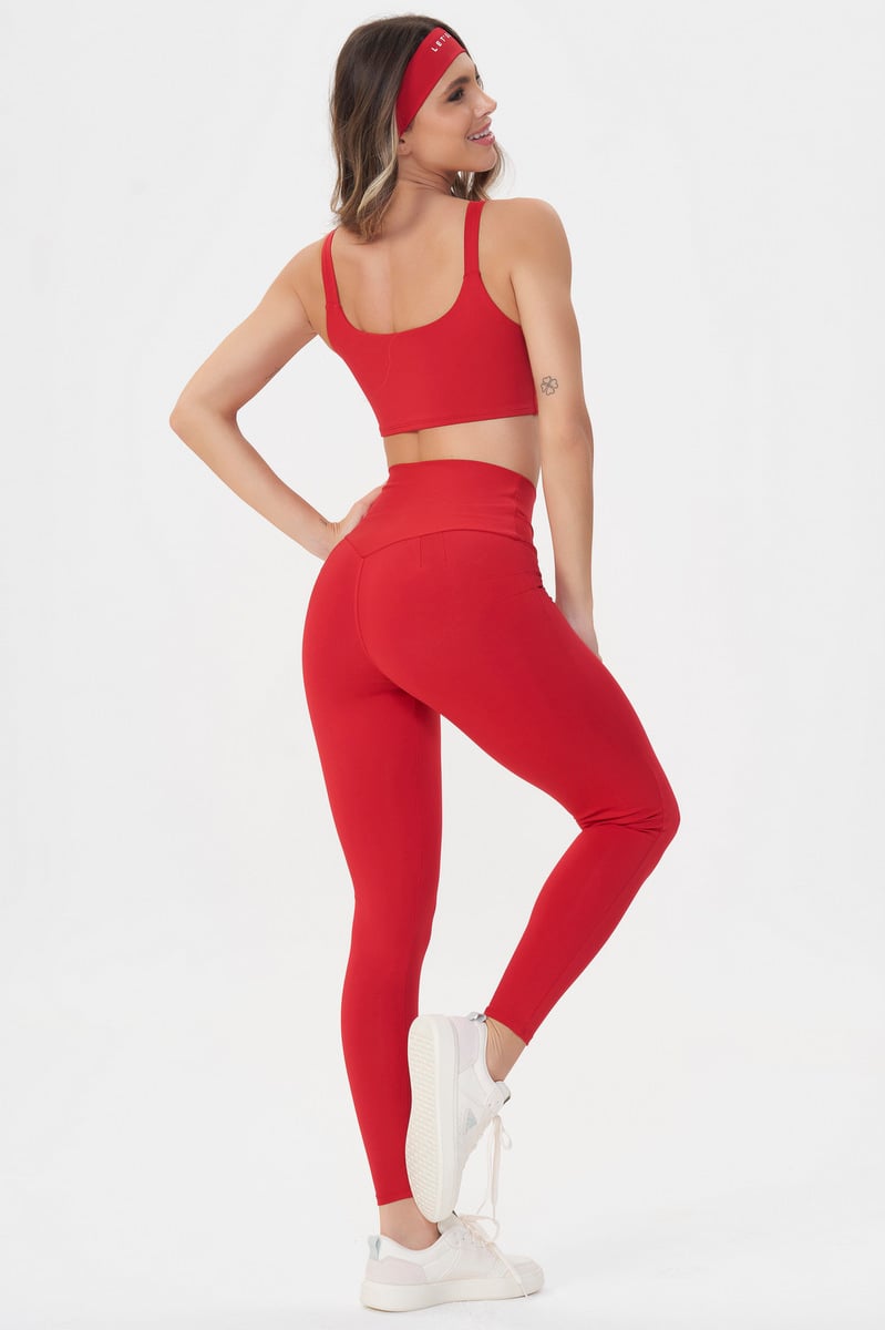 Lets Gym - Basic Colors Red Leggings - 2907RD Lets Gym - Basic Colors Red Leggings - 2907RD