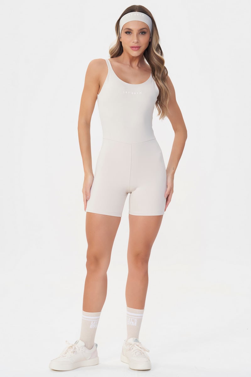 Lets Gym - Basic Colors Off-White Romper - 2910OFW