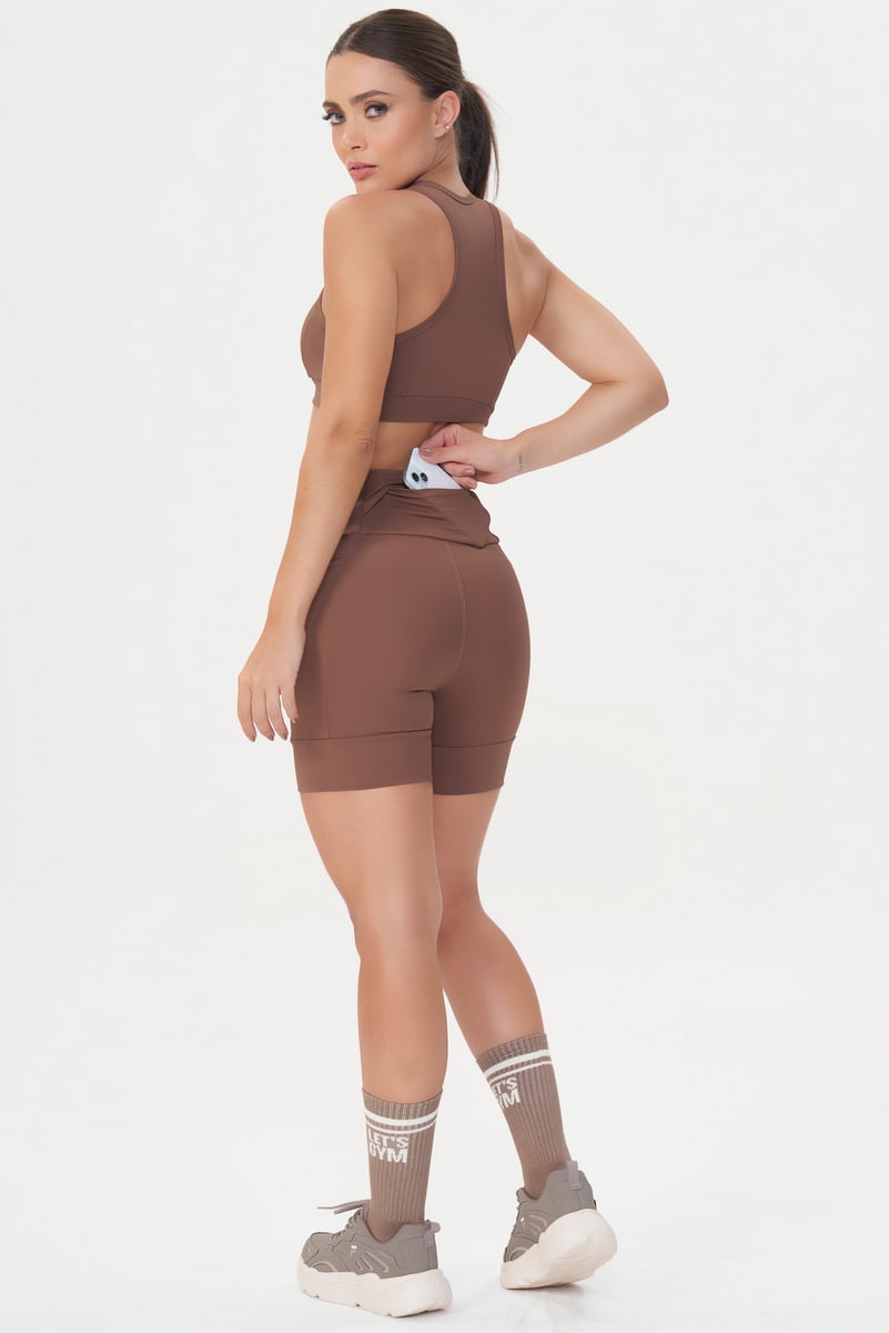 Lets Gym - Short Runner Basic Colors Marrom - 2913MR Lets Gym - Short Runner Basic Colors Marrom - 2913MR