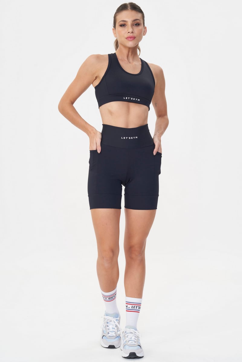 Lets Gym - Short Runner Basic Colors Black - 2913PT