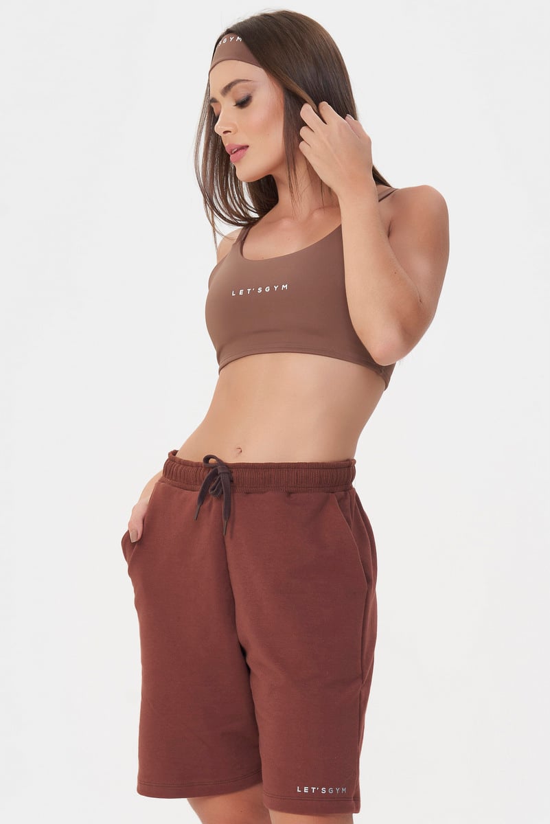 Lets Gym - Brown Urban Layers Sweatshorts - 2918MR