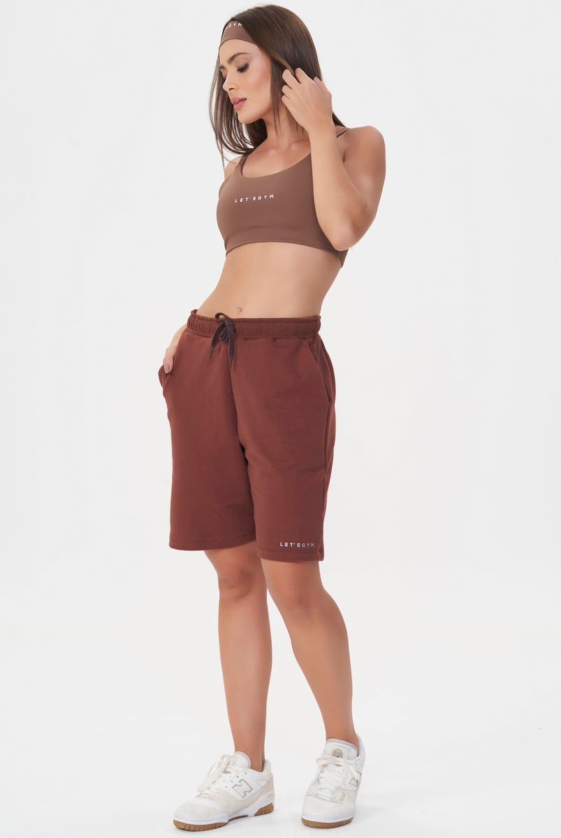 Lets Gym - Brown Urban Layers Sweatshorts - 2918MR