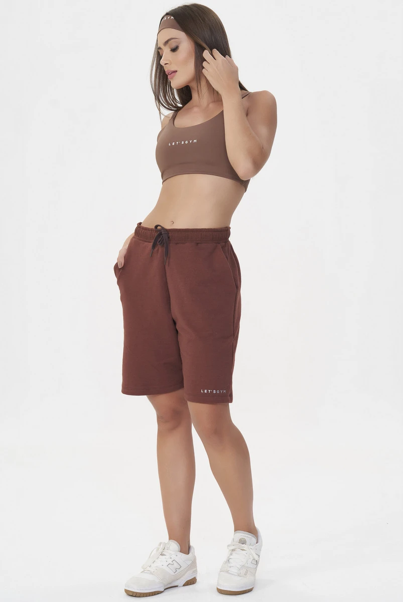 Lets Gym - Brown Urban Layers Sweatshorts - 2918MR