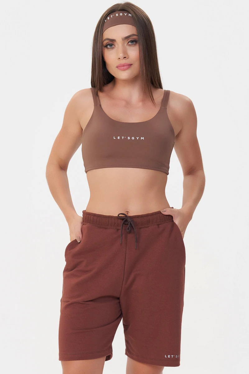 Lets Gym - Brown Urban Layers Sweatshorts - 2918MR