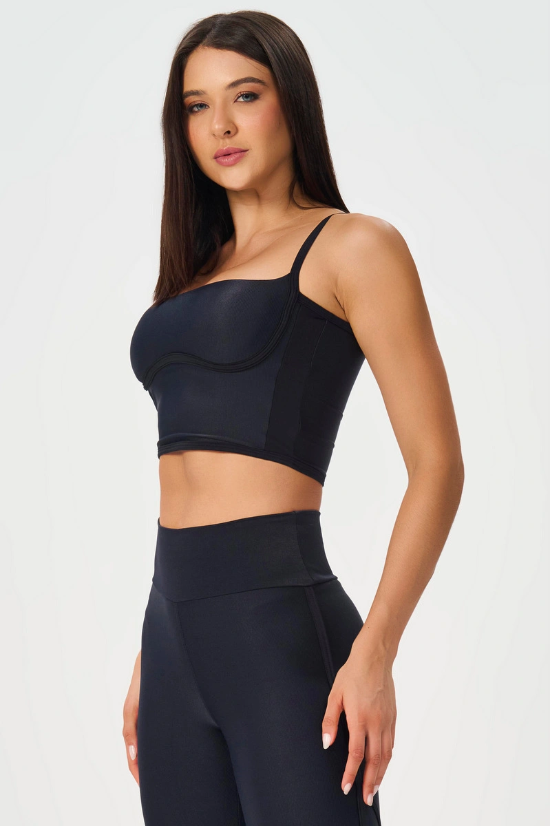 Lets Gym - Black Harmony Crop Top - 2956PT