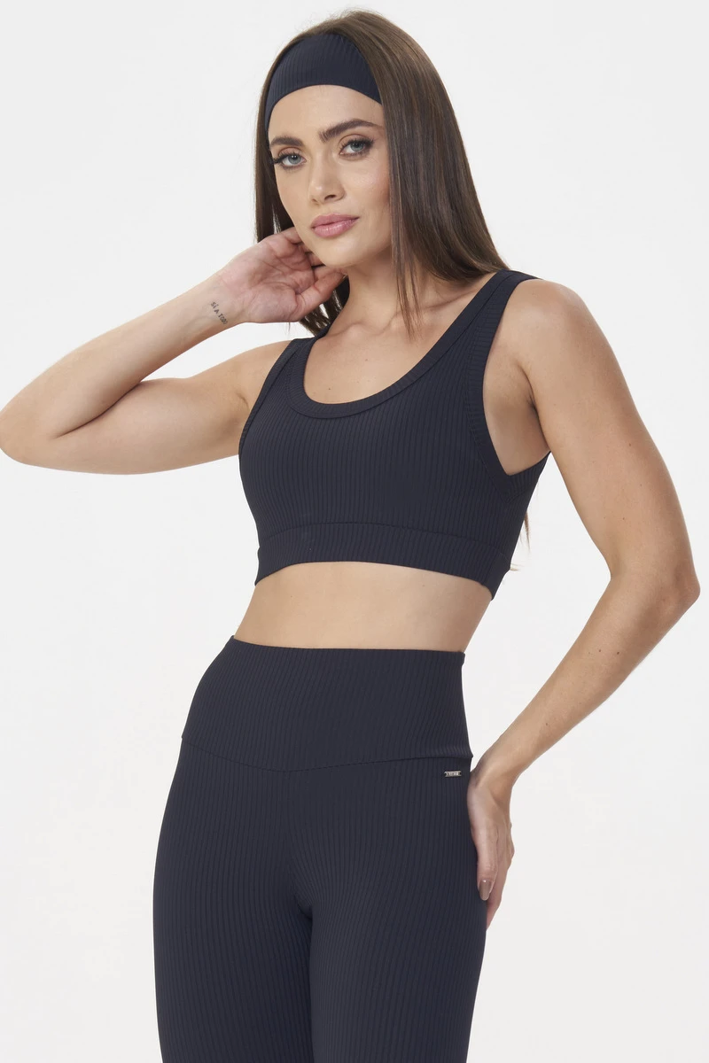 Lets Gym - Comfort Rib Black Sports Bra - 2981PT