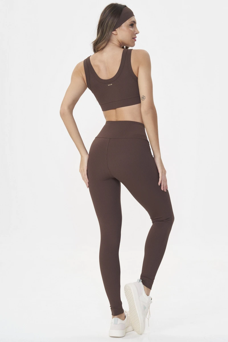 Lets Gym - Comfort Rib Coffee Leggings - 2982CF