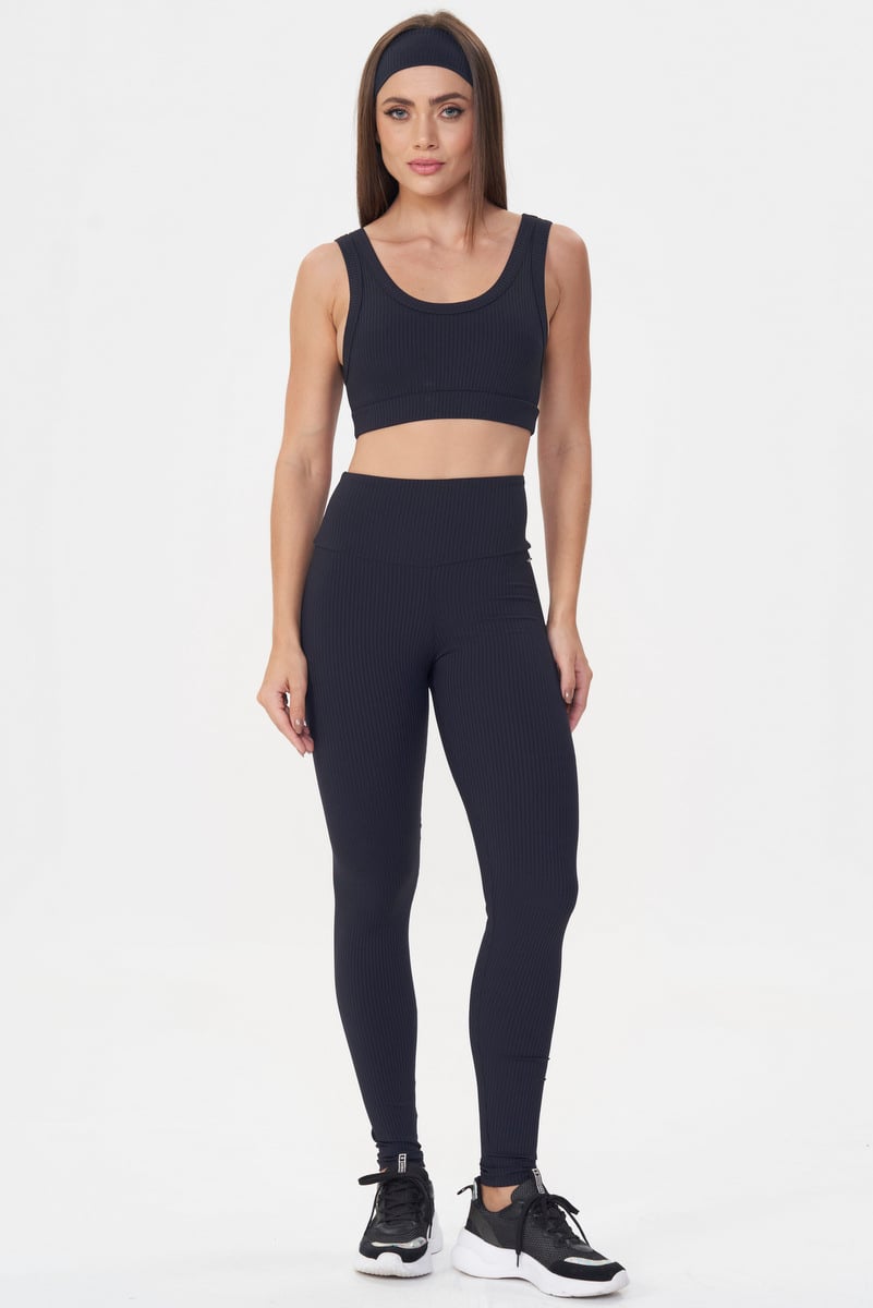 Lets Gym - Black Comfort Rib Leggings - 2982PT