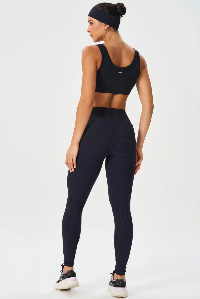 Lets Gym - Black Comfort Rib Leggings - 2982PT