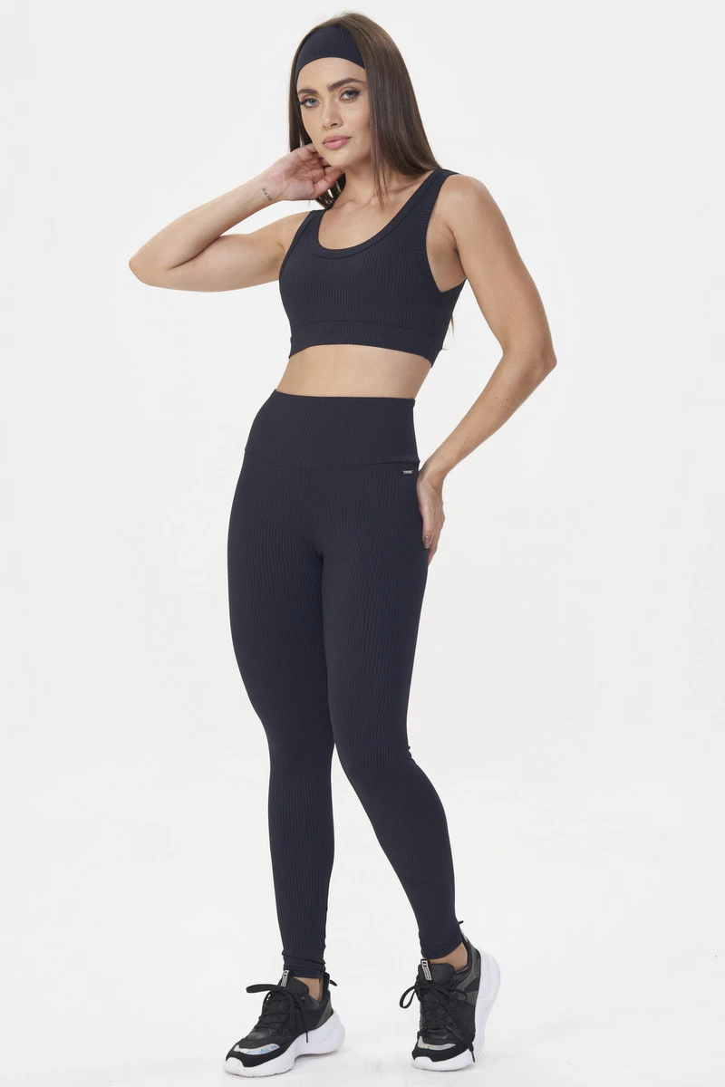 Lets Gym - Black Comfort Rib Leggings - 2982PT