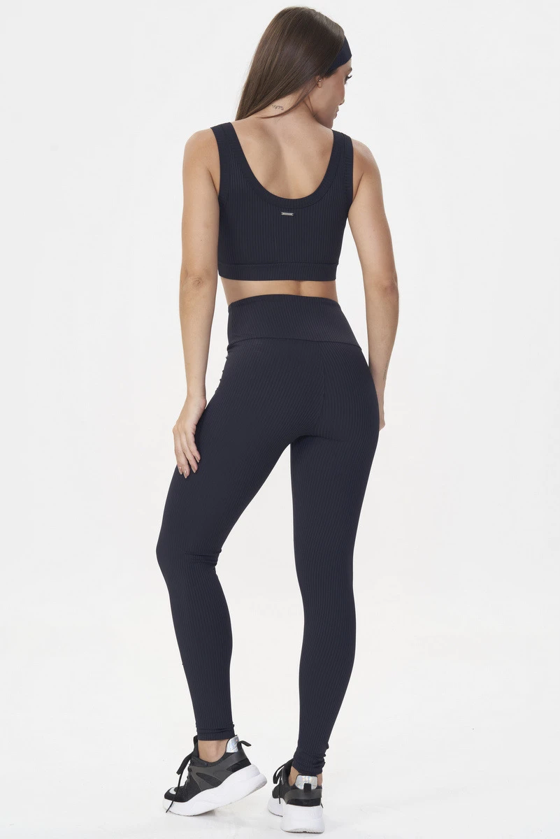 Lets Gym - Black Comfort Rib Leggings - 2982PT