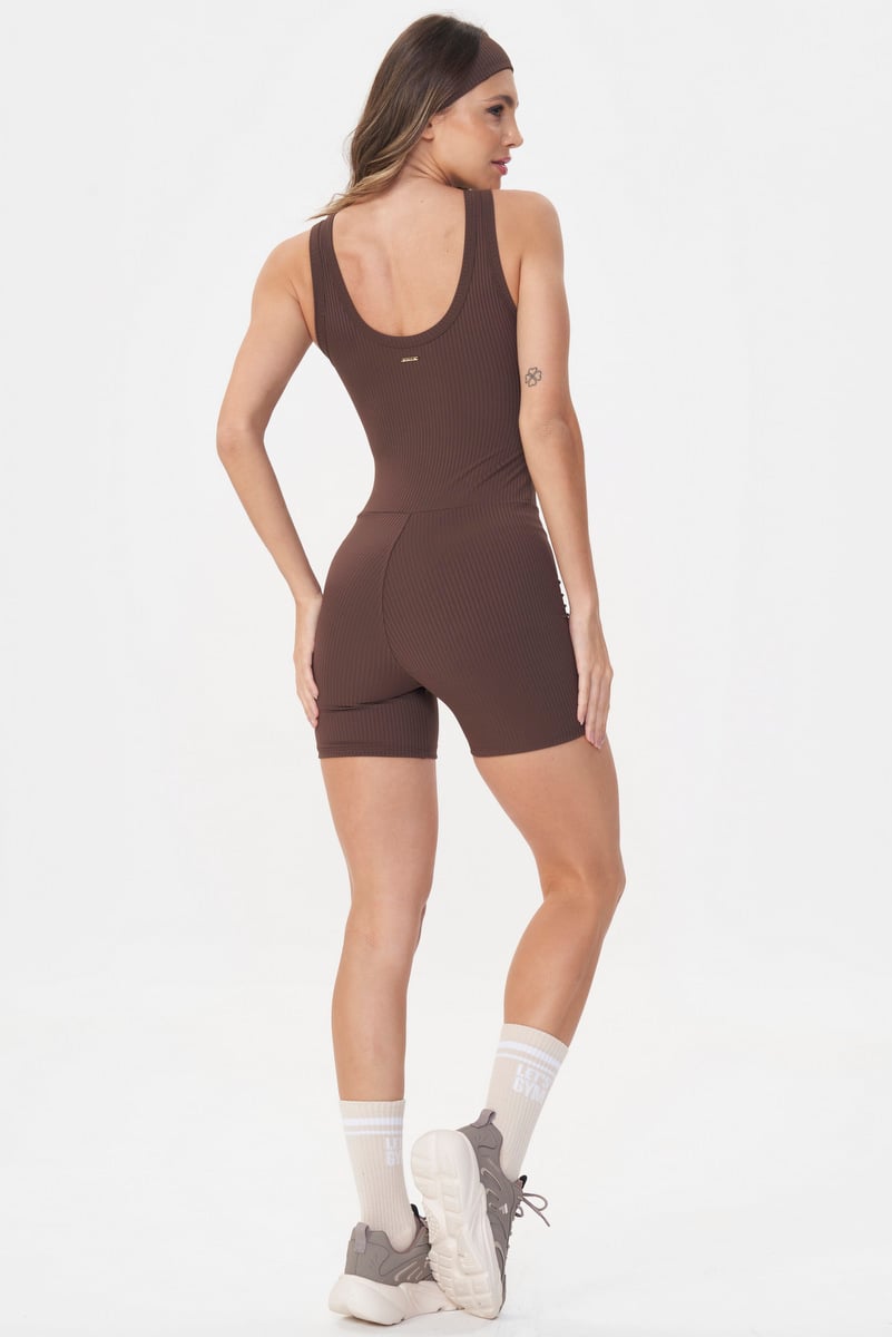 Lets Gym - Romper Comfort Rib Coffee - 2984CF Lets Gym - Romper Comfort Rib Coffee - 2984CF