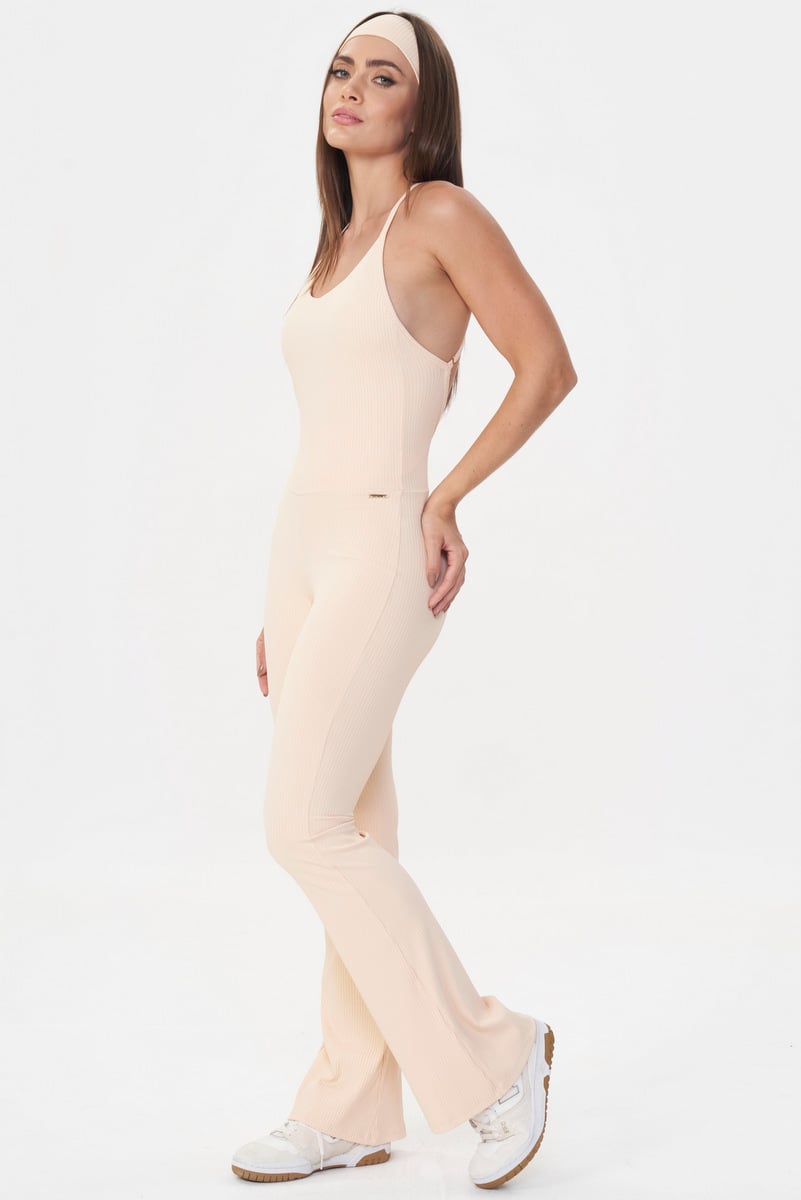 Lets Gym - Flare Comfort Rib Soft Peach jumpsuit - 2985SP