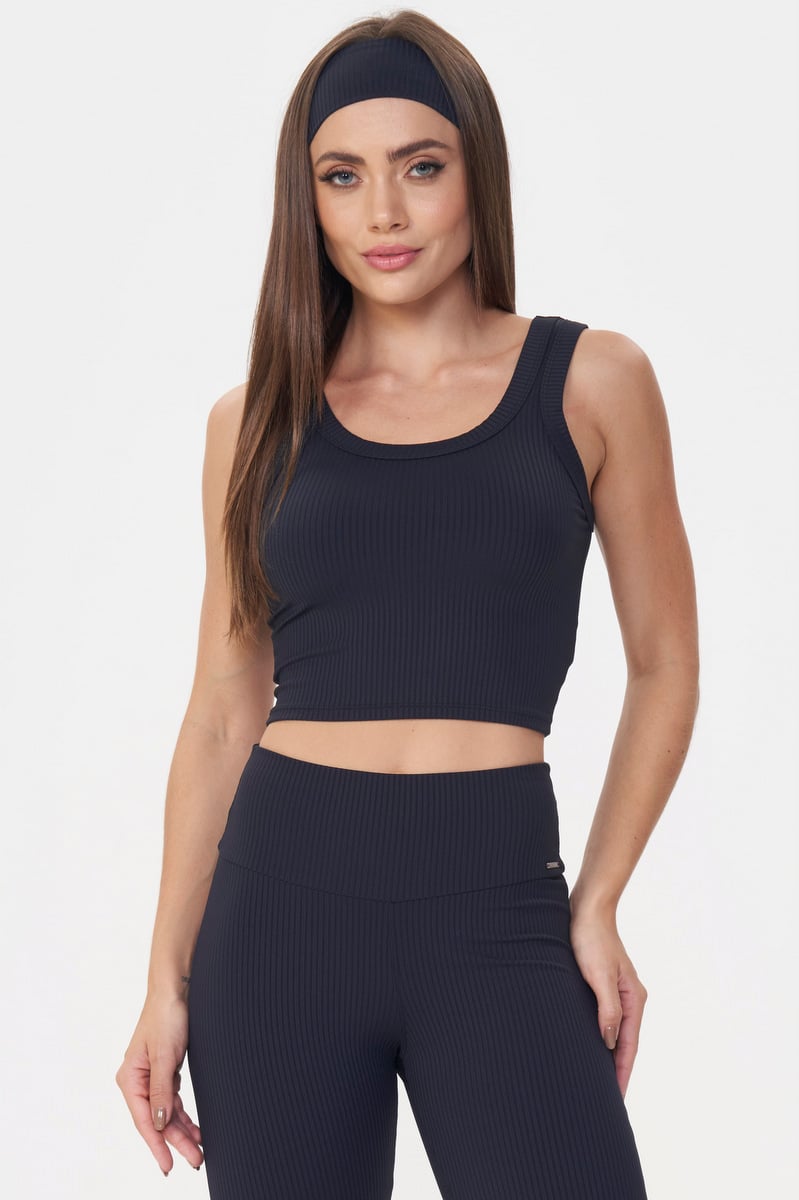Lets Gym - Black Comfort Rib Crop Top - 2986PT