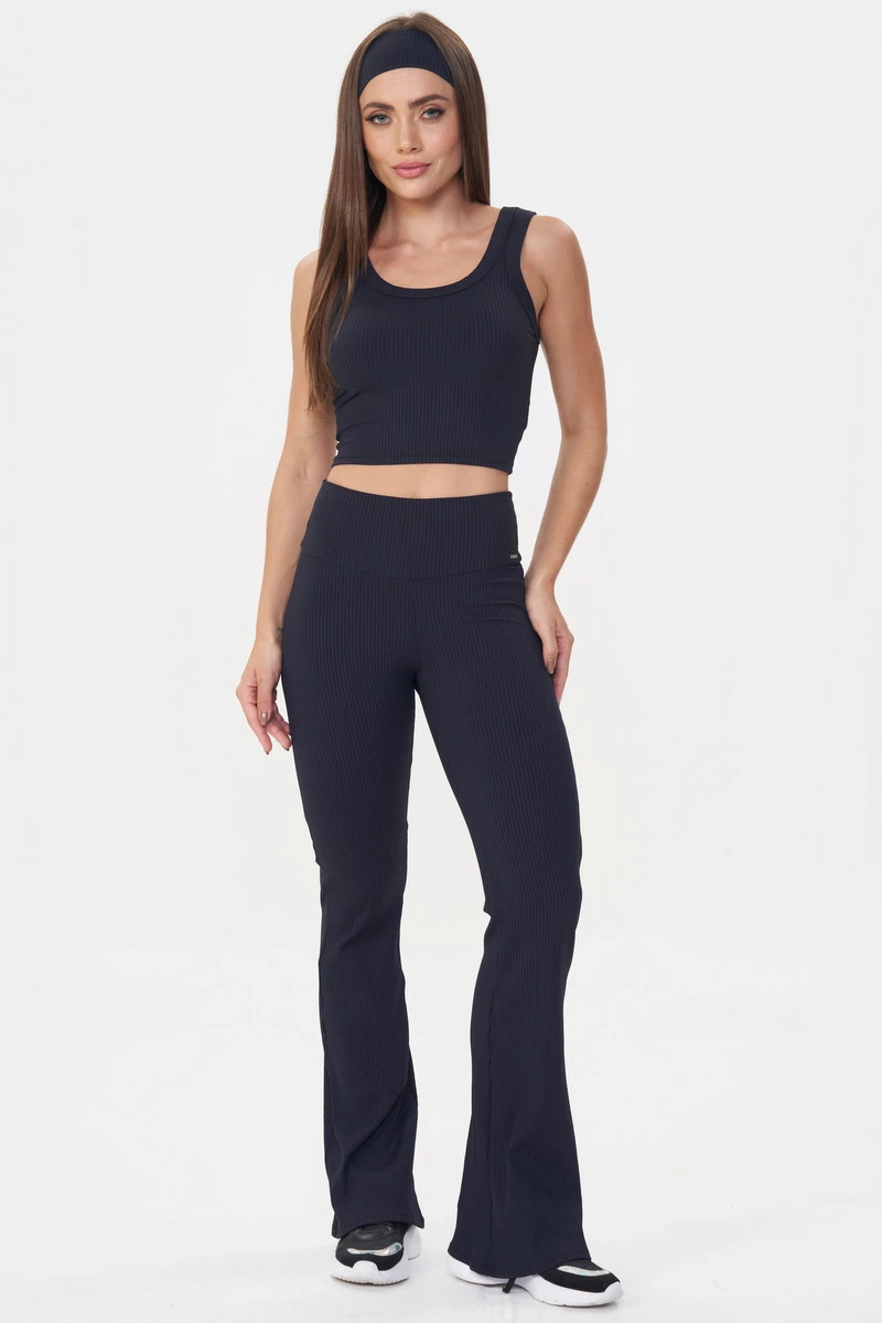 Lets Gym - Black Comfort Rib Crop Top - 2986PT