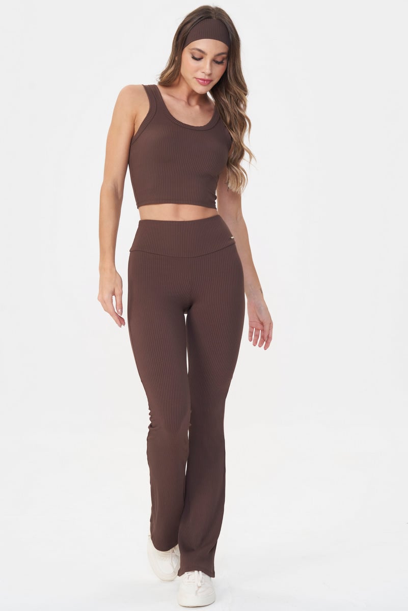 Lets Gym - Comfort Rib Flare Pants  - 2987CF