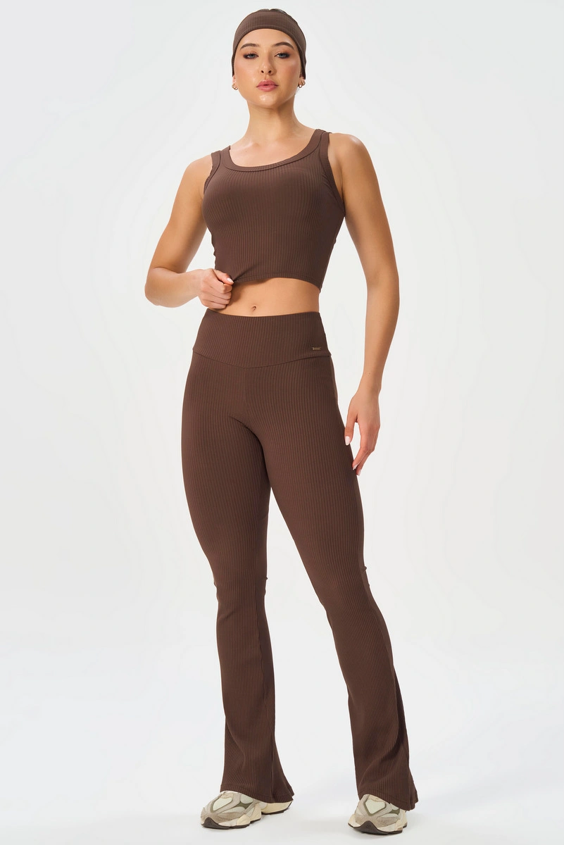 Lets Gym - Comfort Rib Flare Pants  - 2987CF