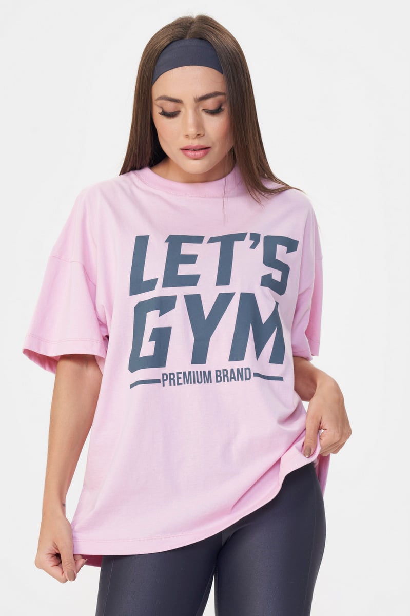 Lets Gym - Letsgym Oversized T-shirt Light Pink - 3076ROC