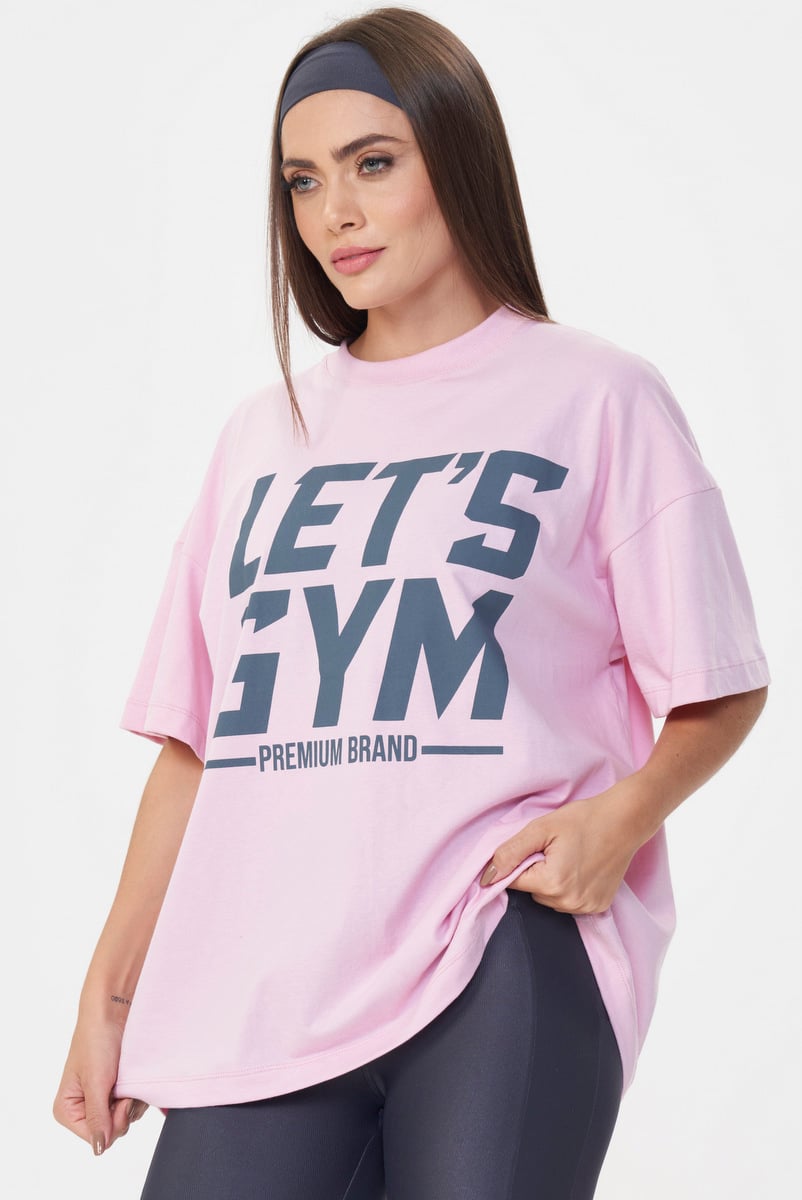 Lets Gym - Letsgym Oversized T-shirt Light Pink - 3076ROC Lets Gym - Letsgym Oversized T-shirt Light Pink - 3076ROC
