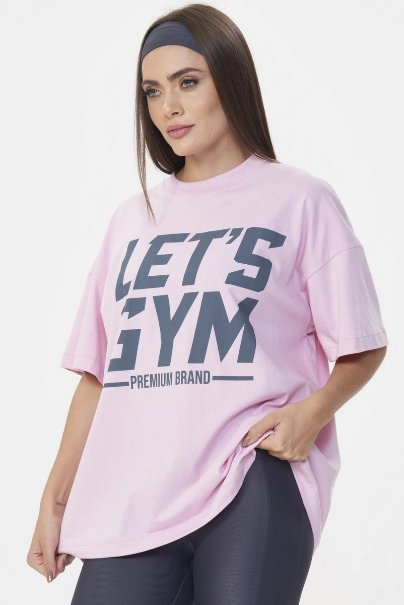 Lets Gym - Letsgym Oversized T-shirt Light Pink - 3076ROC