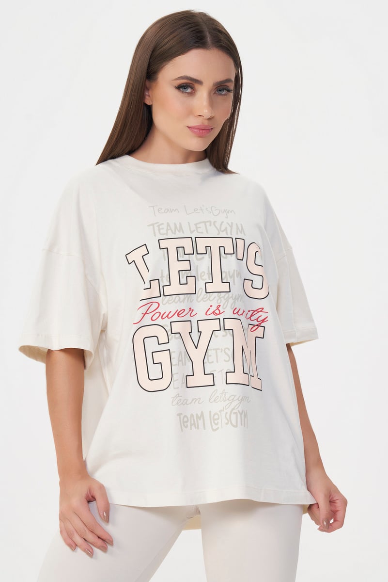 Lets Gym - Oversized T-shirt Power Off White - 3077OFW