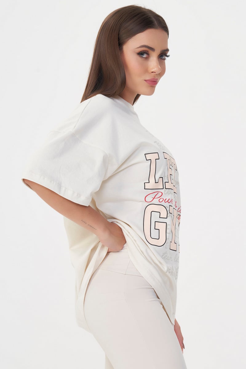 Lets Gym - Oversized T-shirt Power Off White - 3077OFW