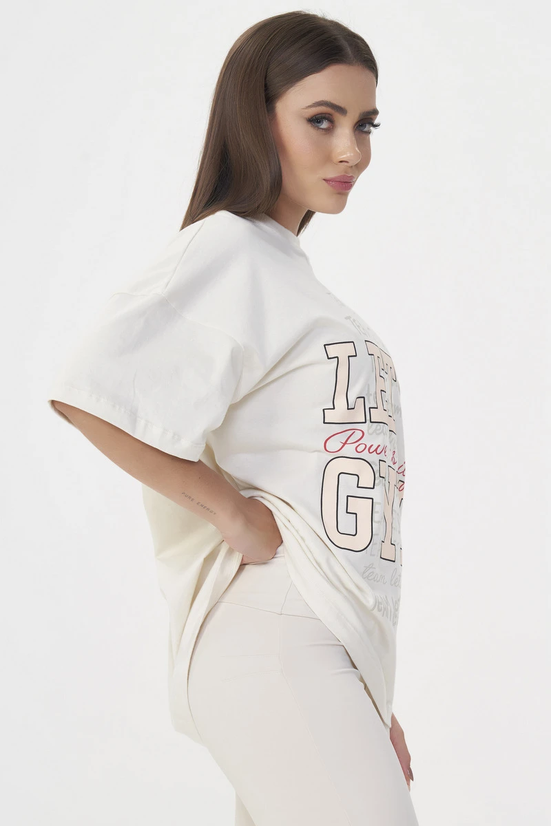Lets Gym - Oversized T-shirt Power Off White - 3077OFW