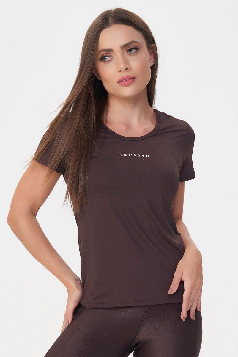 Lets Gym - Blusa M/C Basic Coffee - 2430CF