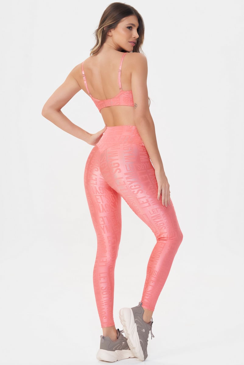 Lets Gym - Velvet Name Papaya Leggings - 2628PP Lets Gym - Velvet Name Papaya Leggings - 2628PP