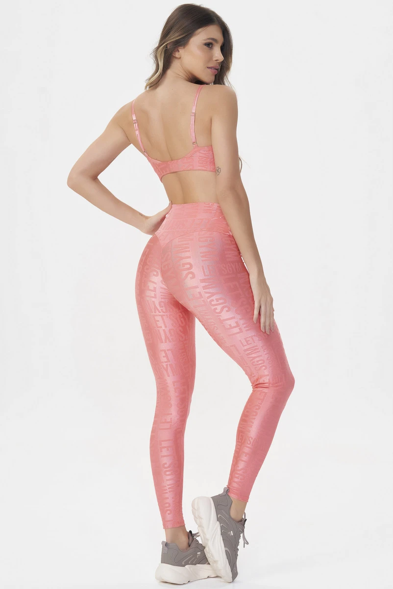 Lets Gym - Velvet Name Papaya Leggings - 2628PP