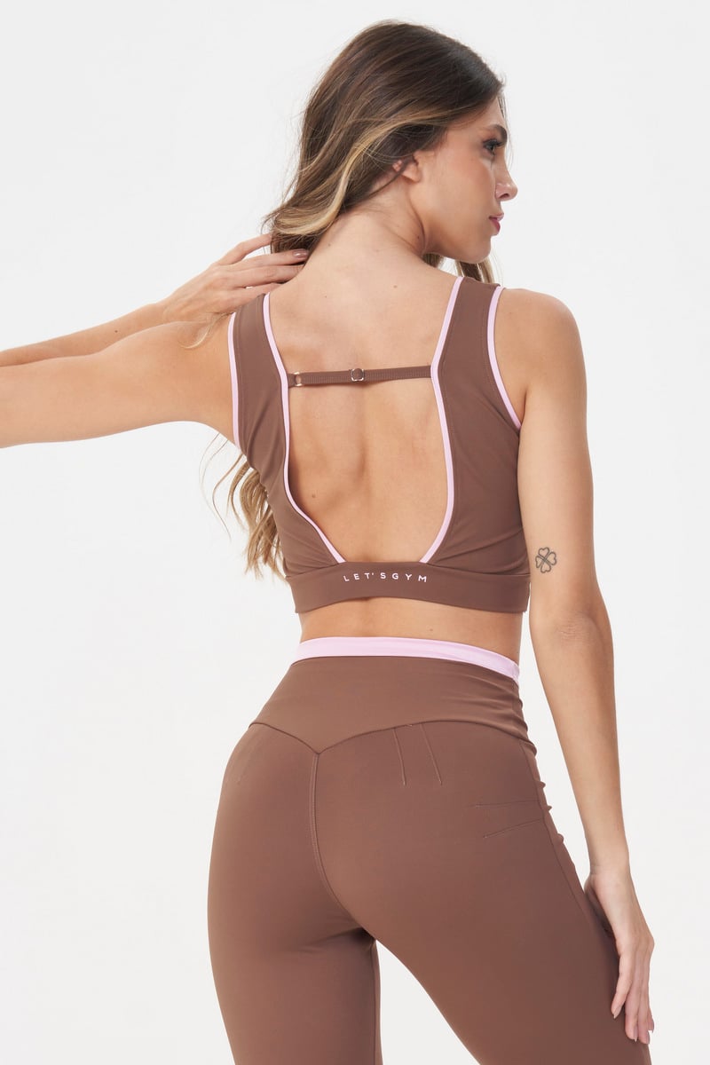 Lets Gym - Brown Vibe Cropped Top - 3017MR Lets Gym - Brown Vibe Cropped Top - 3017MR