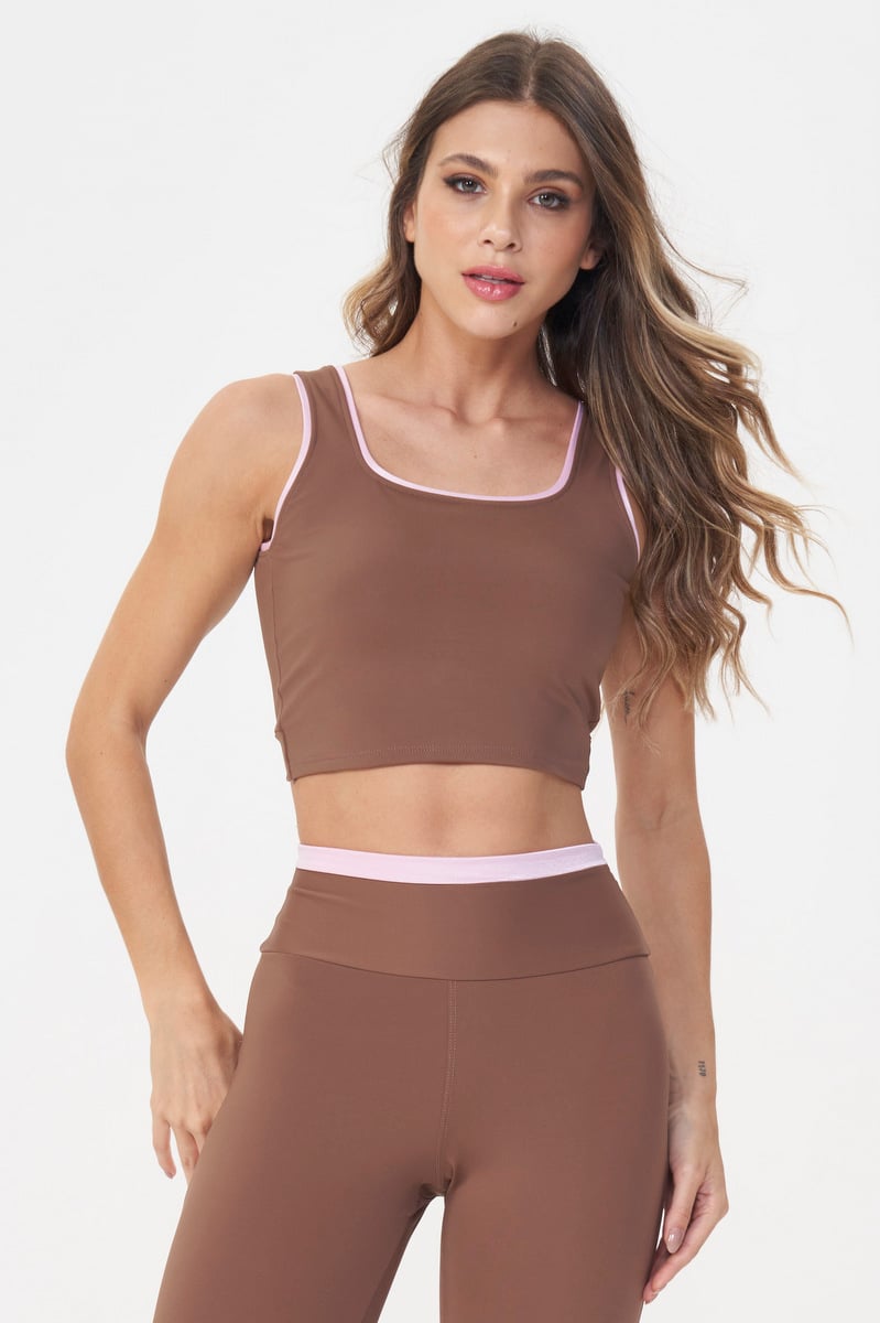 Lets Gym - Brown Vibe Cropped Top - 3017MR