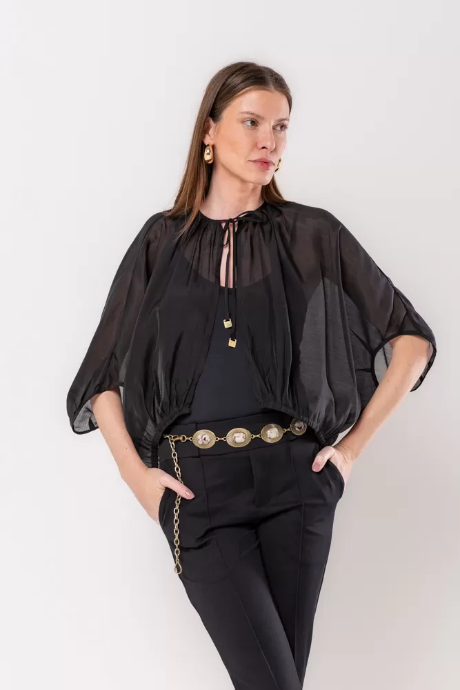Hidrogênio - BLACK PLEATED JACKET - 20484001