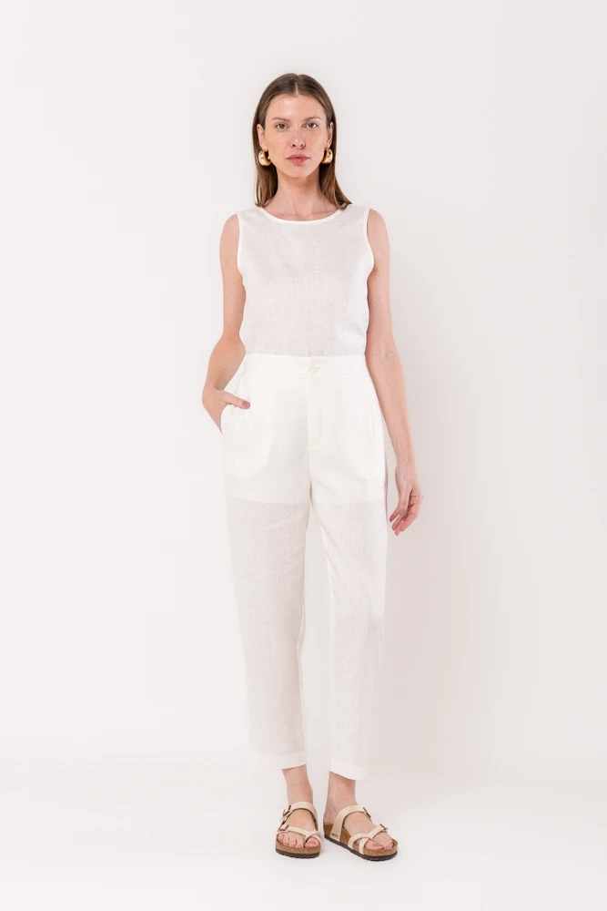 Hidrogênio - 100% OFF WHITE LINEN TANK TOP - 19812018