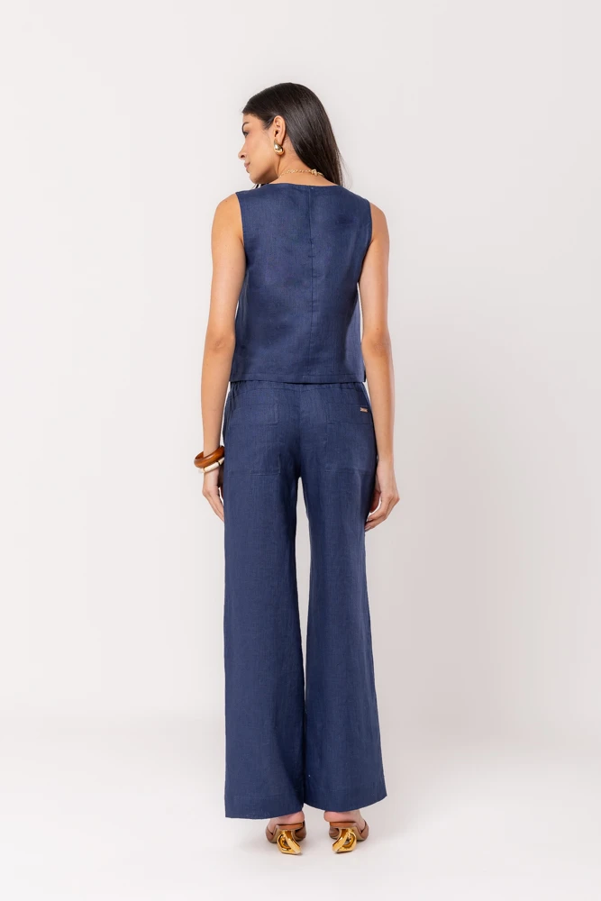 Hidrogênio - 100% NAVY LINEN TANK TOP - 19812004 Hidrogênio - 100% NAVY LINEN TANK TOP - 19812004