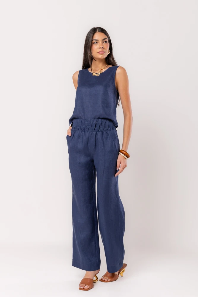Hidrogênio - 100% NAVY LINEN TANK TOP - 19812004 Hidrogênio - 100% NAVY LINEN TANK TOP - 19812004