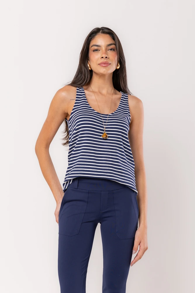 Hidrogênio - NAVY STRIPED RIBBED TANK TOP - 20512004 Hidrogênio - NAVY STRIPED RIBBED TANK TOP - 20512004
