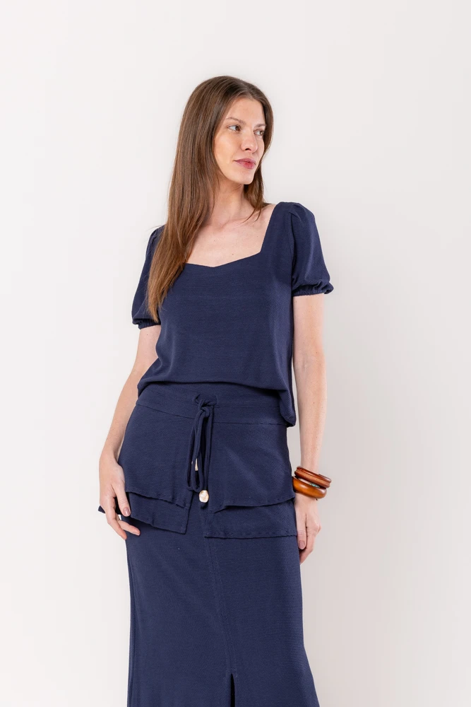 Hidrogênio - DARK BLUE WIDE SLEEVE DRESS - 20531426
