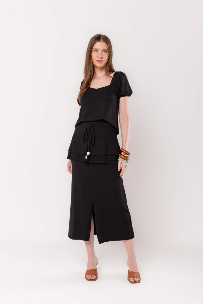 Hidrogênio - BLACK ROCKS MIDI SKIRT - 20530001 Hidrogênio - BLACK ROCKS MIDI SKIRT - 20530001